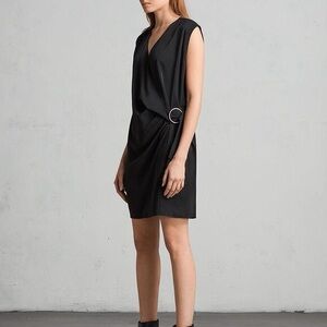 All Saints Callie Black Wrap Dress